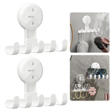 VAN CADENE 2-Pack Suction Cup Razor Holder for Shower 5-Hook Bathroom Suction Cup Shower Hook for Loofah, Towels, and Razors Wal