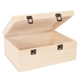 Voittozege Unfinished Wooden Box,12 x 9 x 5 Inch Natural Wood Boxes Large Wooden Box with Hinged Lid and Front Clasp DIY Wood Bo