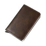 Merishopp Men Card Holder Decor Pu Leather Thin Wallet For Fathers Day Birthday Travel Brown