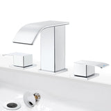 GAGALIFE 8 Inch Waterfall Bathroom Faucets for Sink 3 Hole - Chrome Bathroom Faucet with Pop-up Drain, Widespread Bathroom Sink 