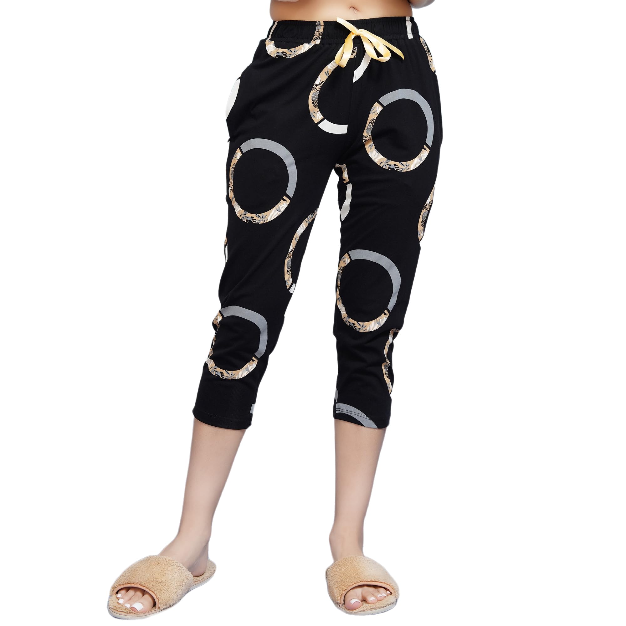 Trylo Cotton Fabric Relaxed Fit Printed Capri-7062 - L,Printed,,B0D8GY2B1B