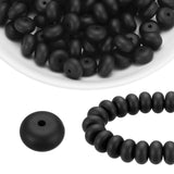 HARFINGTON 110Pcs Silicone Beads 14mm Lentil Rubber Focal Beads Bulk for Pens Keychain Bracelet Necklace DIY Crafts Making, Blac