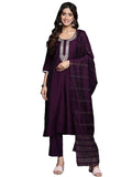 Libas Women's Silk Blend Kurta Sets (GS816_Purple_2XL)