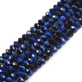 6mm Dyed Royal Blue Tiger Eye Faceted Rondelle Loose Beads Jewelry Making DIY Bead 16 Inch