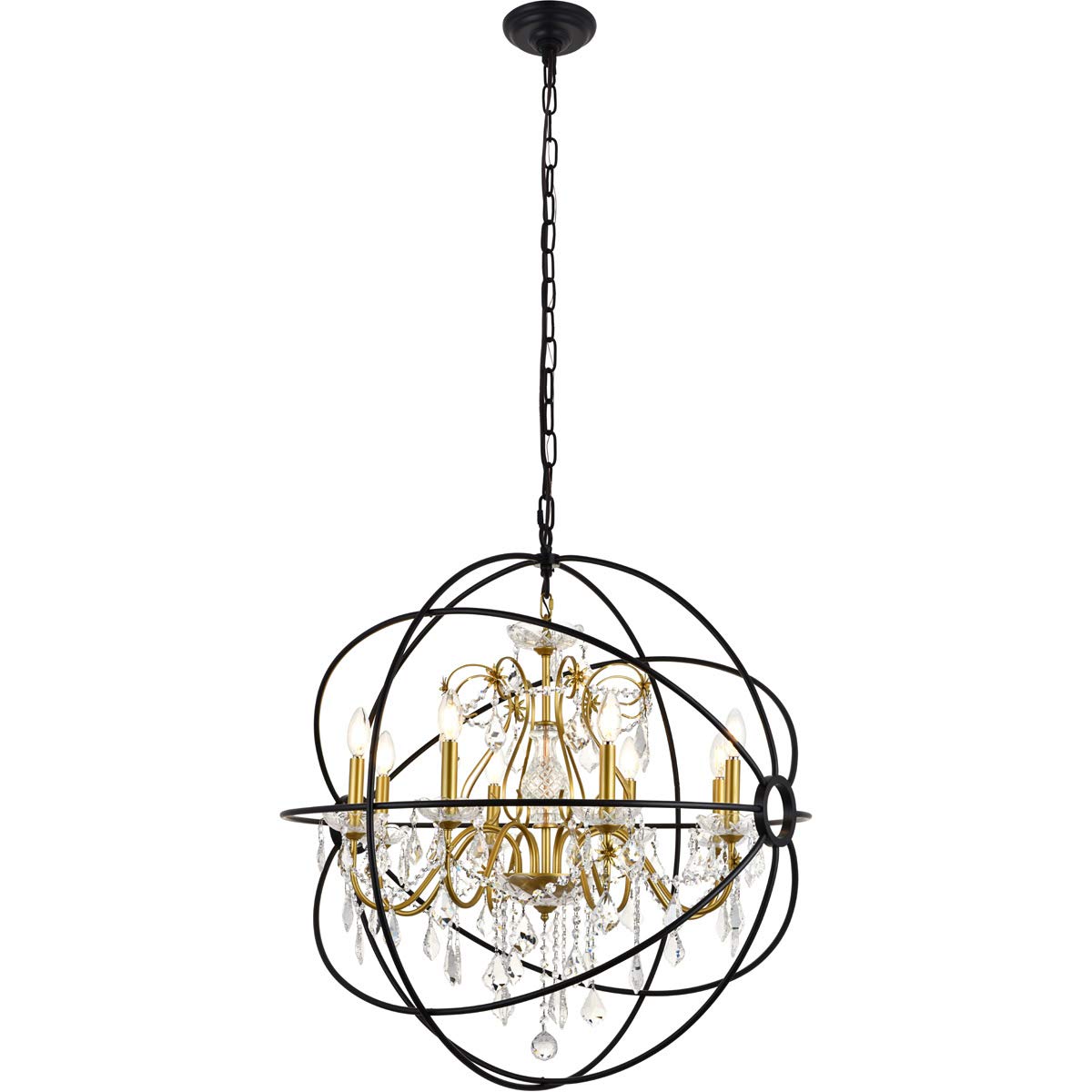 Living District Cordelia 8-Light Transitional Metal Pendant In Black And Gold