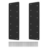 2 Pcs 15.7x5Straight Steel Flat Plate,Heavy Duty Mending Plate With Black Powder-Coated Joining Brackets, I Shape Strap Metal Pl