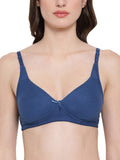 Clovia Womens Cotton Rich Non-Wired Double Cup Bra, blue, 38B