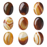 Crafans 10Pcs Striped Banded Agate Oval Cabochons 40x30x7mm Flat Back Natural Gemstone Stone Cabochons Saddle Brown Healing Powe