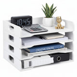 Yinkin Wooden Stackable Paper Trays 4Tier Wooden Paper Organizer for Desk Letter Documents Woodens Desktop File Organizers for 