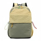 Zoomella Crinkled Patchwork Backpack TwoTone Nylon Backpack Padded Straps Rucksack Zippered Front Compartment, Yellow
