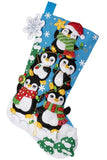 Bucilla, Penguin Tree Trimming, Felt Applique 18 Stocking Making Kit, Perfect for DIY Arts and Crafts, 89598E