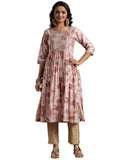 Libas Women'S Silk Floral A-Line Kurta (29227 Pink