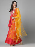 Stylum Women'S Printed & Embroidered Rayon Kurta Sharara Dupatta Set (Ksdcoralhexa42_Coral, Xl)