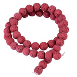 Natural Stone Beads for Jewelry Making Round Smooth Genuine Red Volcanic Lava Gemstone Loose Energy Healing Beads for Necklace B