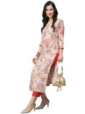 Gosriki Women'S Cotton Blend Straight Printed Kurta With Pant (About Red-Gs_S_Red_Small),Red,,B0BT4SRSHY