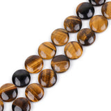 GEM-Inside Natural 20mm Coin Tiger Eye Gemstone Loose Beads for Jewelry Making for Women