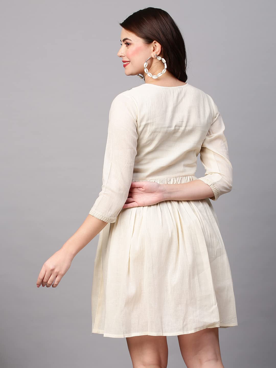 Gosriki Women'S Pure Cotton Flounce Sleeve Embroidery Ruffle Smock Dress (Jack-Dress-Cream_M-Gs_Cream_Medium),Cream,,B0BSH71KVP