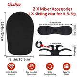 Sliding Mats for Kitchen aid Head Stand Mixer with 2 Black Kitchen Accessories,Mixer Mover Slider Mat Pad for Kitchenaid 4.5-5 Q