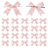 50 Counts Pink Twist Tie Bows 3.1 Pre-Tied Satin Ribbon Bow Decor Mini Twist Tie Bows for Gift Wrapping Treat Bags Cake Bridal B