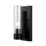 GLOBE Electric 65000104 1-Light Wall Sconce, Matte Black, Glass Shade, Wall Lights for Living Room, Bedroom, Den, Mounted Bedsid