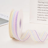 Pastel Rainbow Stripe Sheer Organza Chiffon Stitched Ribbon 1 Inch 10 Yards for Craft Gift Wrapping Wedding Bride Party Birthday