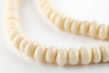The Bead Chest Beige Glass Donut Beads - 24 Inch Strand of Indonesian Rondelle Java Glass Beads for Crafts & Jewelry Making