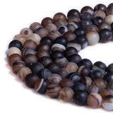 PLTbeads Natural Gemstone Loose Beads Smooth Round Approxi 15 inch DIY Bracelet Necklace for Jewelry Making (8mm, Matte Brown St