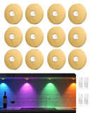 Aokpsrt Rechargeable RGB Puck Lights with Remote Control, 1500mAh Battery Operated Push Lights, Dimmable & Timer Under Cabinet L