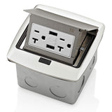 Leviton PFUS2BN PopUp Floor Box with Dual Type A, 3.6 Amp USB Charger, 20Amp Outlet, Brushed Nickel
