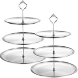 Gerrii Set of 2 Cupcake Display Stands 3 Tier Serving Tray Platters Stainless Steel Cup Cake Tower for Birthday Party Wedding De