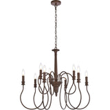 Elegant Lighting Living District Flynx 9-Light Mid-Century Metal Pendant In Weathered Oak