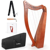 LOTKEY 19 Strings Harp, Solid Mahogany Harps 29 W/Gig Bag,Tuning Wrench,Straps,Instruction for Professional Lyre Harp Player,B