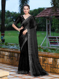Satrani Womens Pure Georgette Saree (3186S136N_Black)