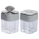 Miayon 2 Pack 4 in 1 Spice Container Salt and Pepper Shaker Transparent Seasoning Shaker Can Filter Lumps Spice Jars for Home Re