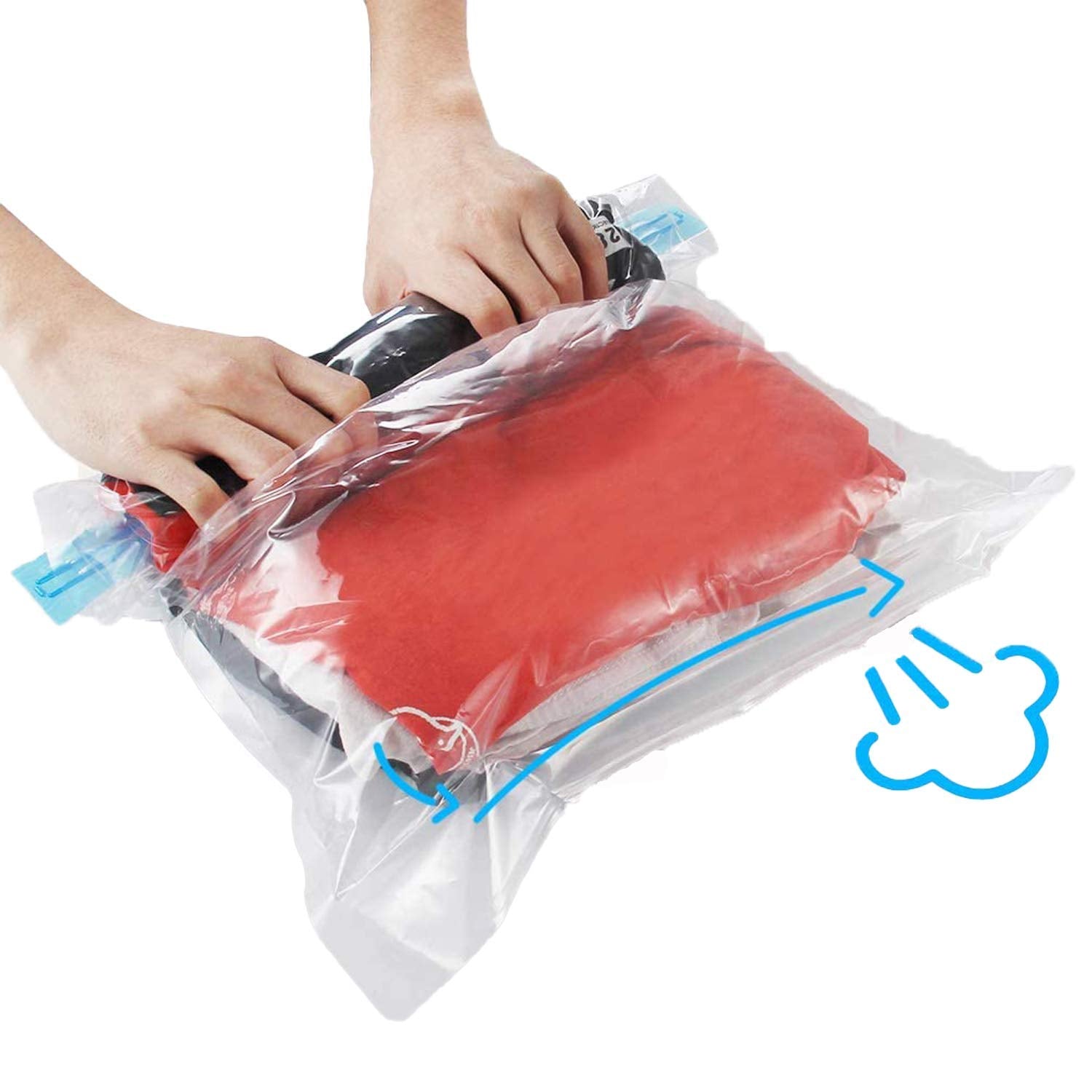 10Pack Travel Space Saver Bags (4 x S, 3 x L, 3 xL), Reusable KFYM Vacuum Travel Storage Bag, Saves 75% of Storage Space, Roll-U