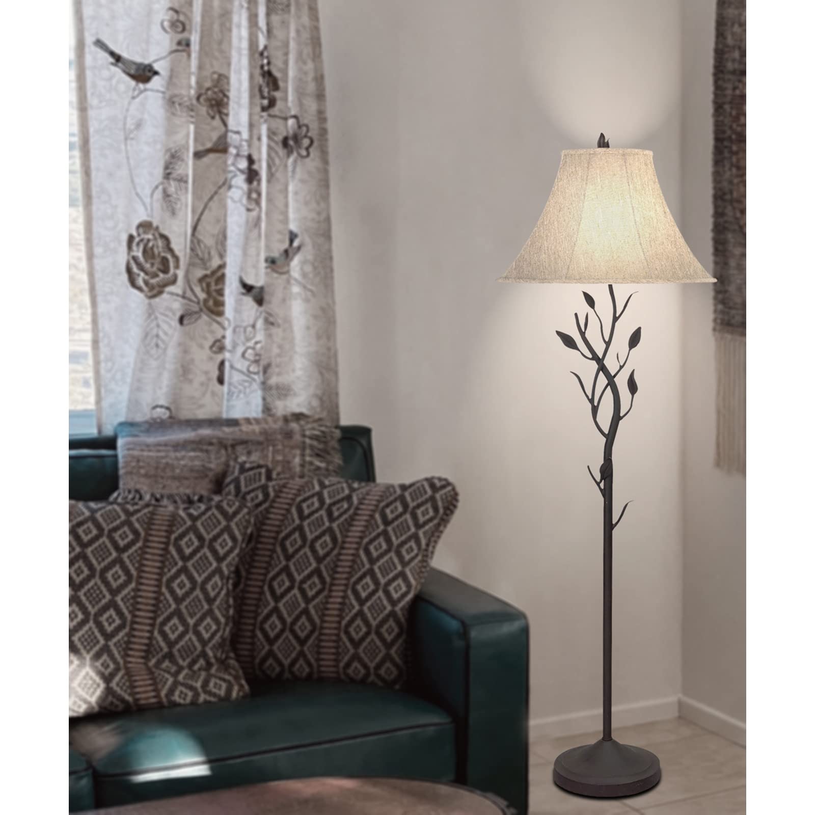 Cal Lighting Bo-769 Leaf, Flower, Fruit One Floor Lamp Lighting Accessories, Matt Black, 64 X35X13.9