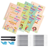 Toy Imagine Sank Magic Practice Copy Book Set For Kids (8 Books + 2 Pens + 2 Grips + 20 Refills) Reusable Numbers, Alphabets, Dr