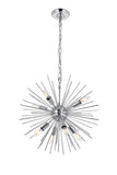 Elegant Lighting Living District Timber 8-Light Mid-Century Metal Pendant In Chrome