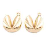 Elecrelive 10Pcs Fortune Cookie Charms 18k Gold Plated Brass Pendants Mini Cookie Food Dangle Charms for Necklace Bracelet Earri
