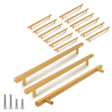 TooCust 15 Pack Brushed Brass Kitchen Cabinet Handles, Cabinet Pulls with 10 Inch (256mm) Hole Centers, Gold Dresser Handle with