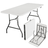 MAKE CHANGES Folding Table 6ft - Heavy Duty Plastic Table with Handle, Foldable & Portable, Fold-in-Half Utility Tables for Outd