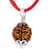 Arihant Gems & Jewels 4 Mukhi/Faced Nepali Rudraksha With 925 Sterling Silver Pendant 100% Natural, Original Astrological Round 