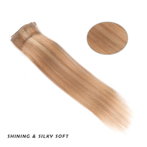 16 Clip in Hair Extensions Remy Human Hair for Women - Silky Straight Human Hair Clip in Extensions 55grams 4pieces #18-613 Co