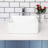Kichae Rectangular Vessel Sink - 18 x 13 Modern Bathroom Vessel Sink White Porcelain Ceramic Rectangle Above Counter Vessel Vani