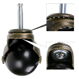 Skelang 2 Inch Ball Caster Stem Caster Wheel with Sockets, Vintage Antique Swivel Caster for Furniture, Sofa, Wood Chair, Cabine
