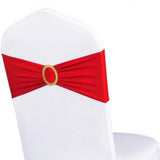 Pack of 100 Spandex Red Chair Sashes with Gold Buckles, Stretch Chairs Sashes for Wedding Party Baby Shower Ceremony Event Decor