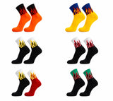 F Y V Unisex Flame Design Cotton Socks Pack Of 6 | Mid Calf Socks For Men Women Trendy Streetwear Casual Fashion Socks| Multicol