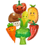 Atpata Funky Smiley Veggie Foil Balloons (7pcs) Cute Tomato, Broccoli, Carrot, Corn, Chilli, Mushroom & Potato Vegetable Ballo