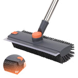 Floor Scrub Brush with 64inch Long Handle 360 Swivel Heads Household Push Brush with Squeegee and Right Angled Bristle for Cleani