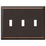 AMERELLE 163TTTDB Traditional Steel Wallplate with 3, Aged, Triple Toggle, Oil Rubbed Bronze
